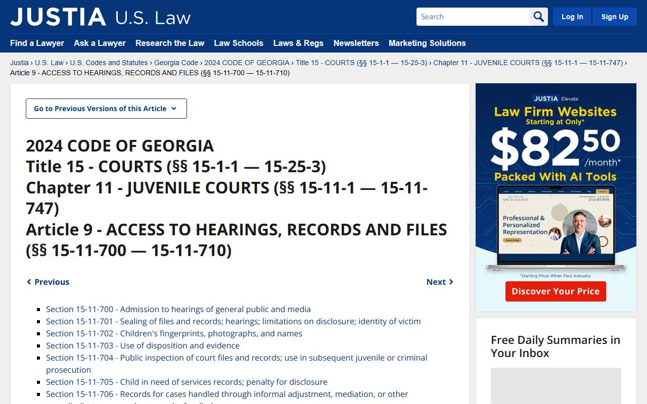 Tift County arrest records Georgia juvenile access statute source