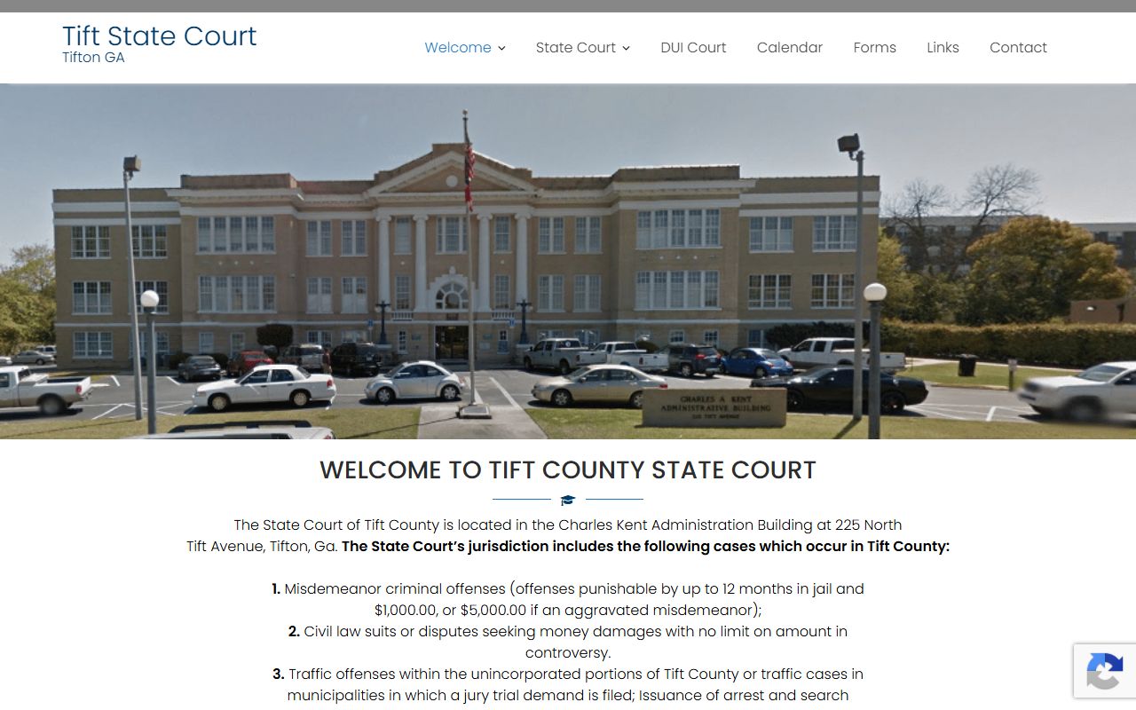 Tift County arrest records and State Court charge records page
