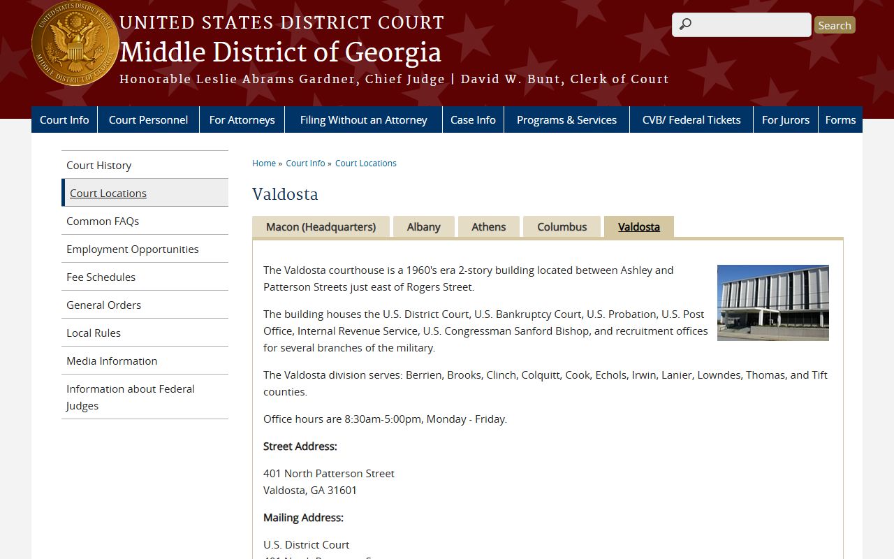 Tift County court records federal Valdosta Division source