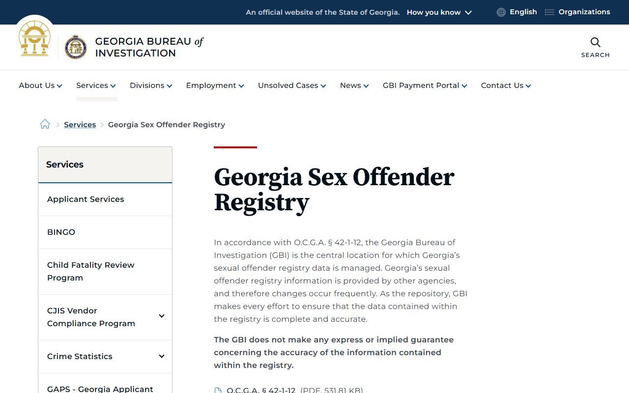 Tift County criminal court records GBI sex offender registry source