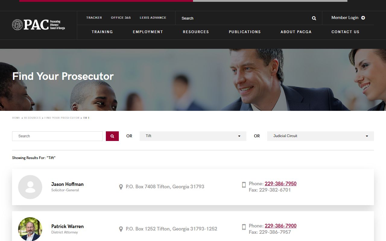 Tift County criminal court records prosecutor directory source