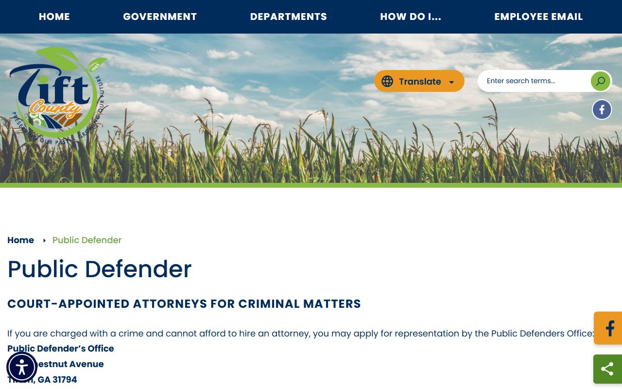 Tift County criminal court records Public Defender source