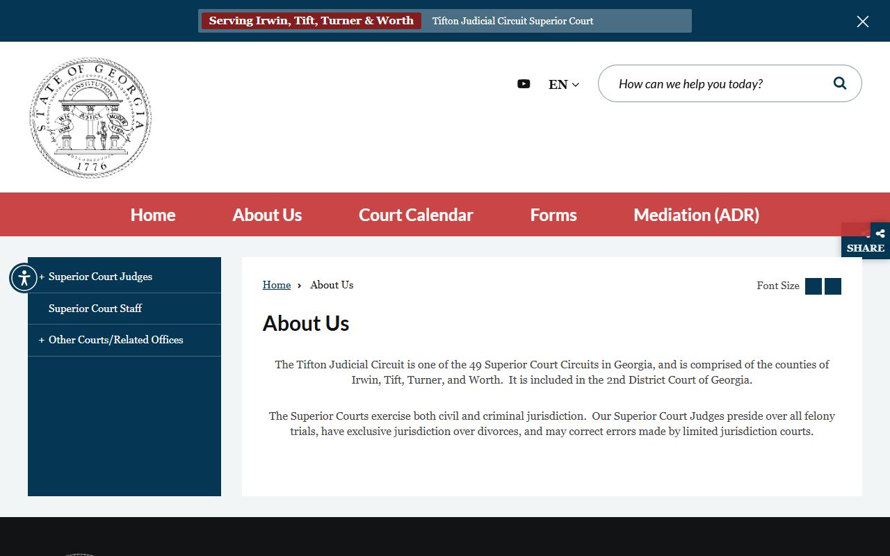 Tift County Superior Court Tifton Judicial Circuit records access