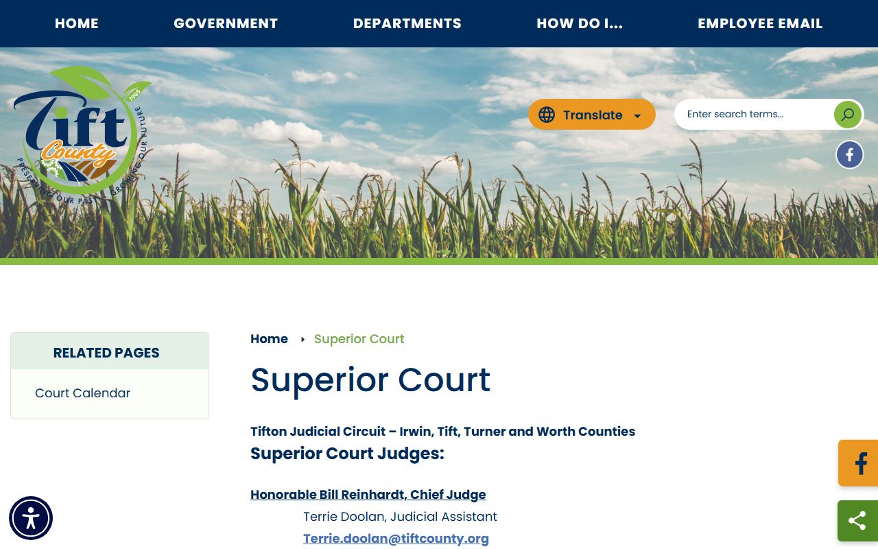 Tift County Superior Court judges and court records contacts