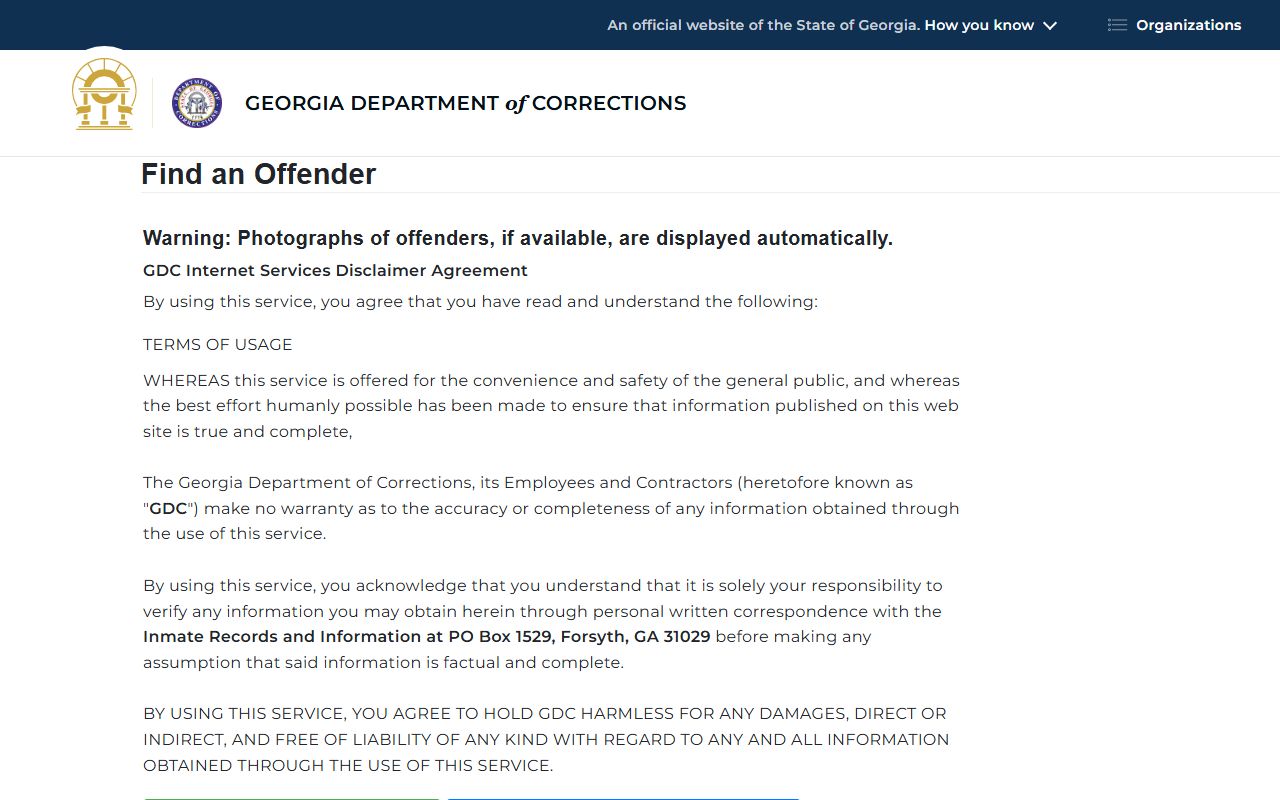 Tift County inmate records Georgia Department of Corrections offender search